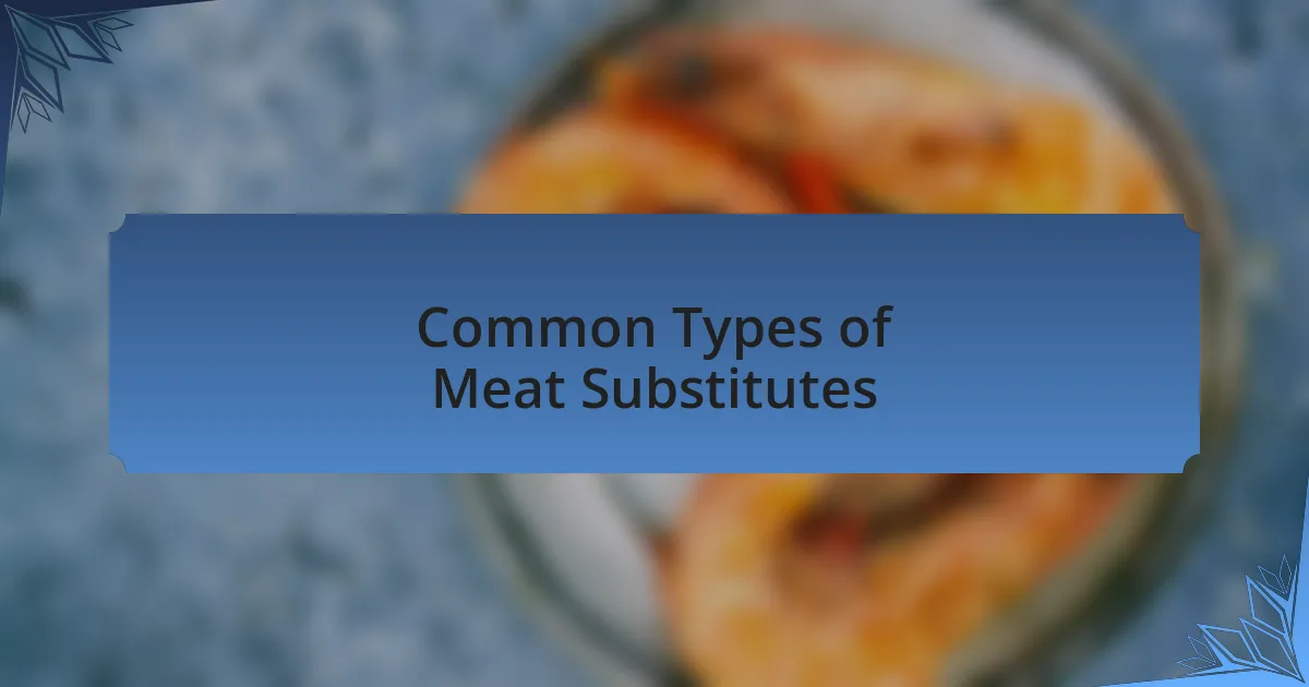 Common Types of Meat Substitutes