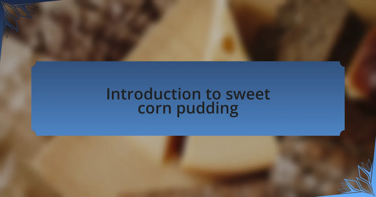 Introduction to sweet corn pudding